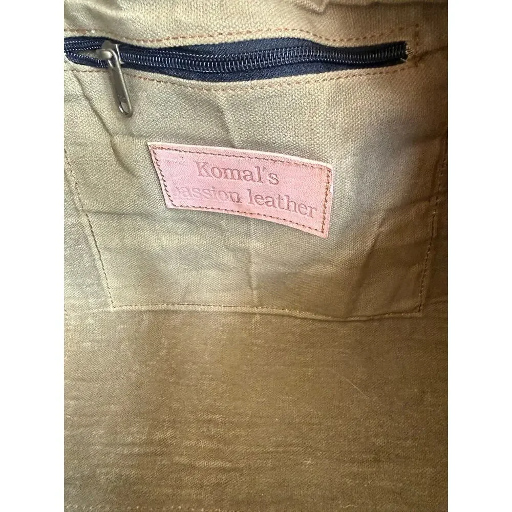Komal’s Passion Leather Large Weekender Duffel Bag Brown Carry-On Travel Bag
